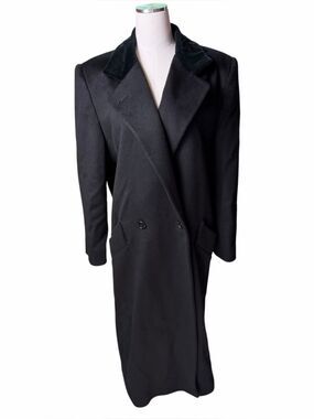 Vtg Bill Blass Signature Coat Women’s Size 14 Black Wool Velvet Collar